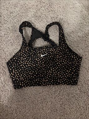 Nike Black Sports Bra with Tan Spot Print